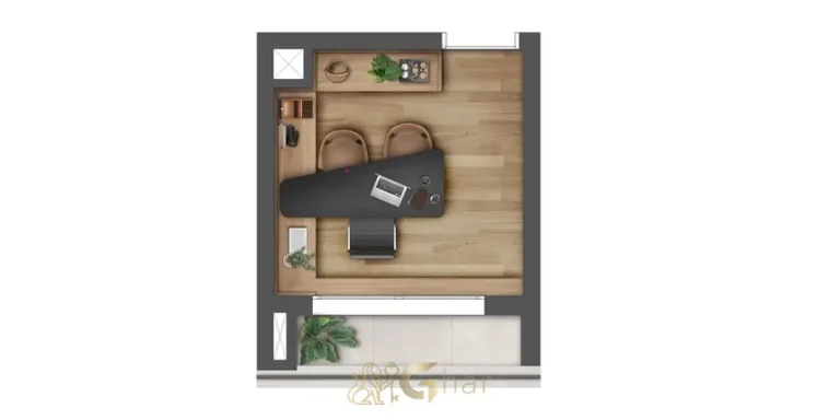 Planta do office exclusivo de 12 m² do condomínio Esther Ibirapuera no bairro do Ibirapuera, São Paulo