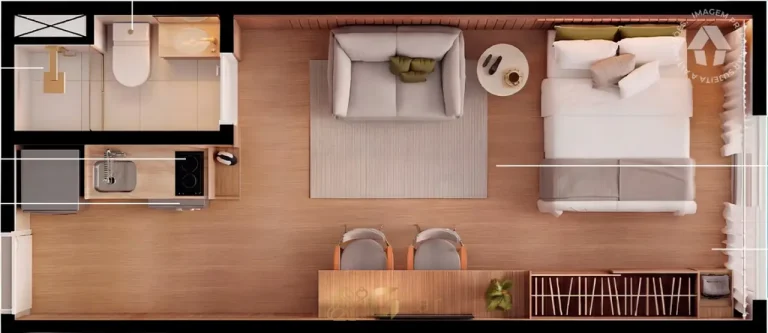 Planta do apartamento studio fita, vista alternativa em apartamentos no bairro do Alto do Ipiranga, São Paulo