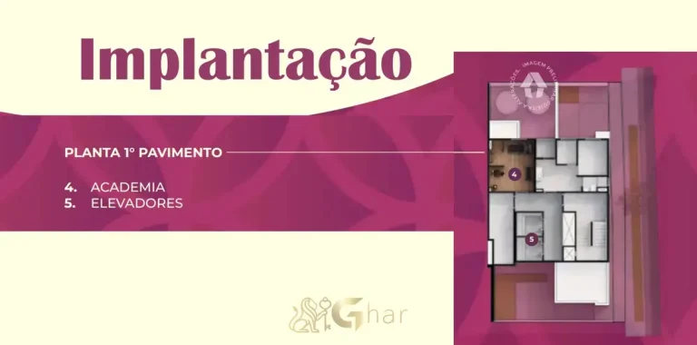 Planta de implantação do 1º pavimento do condomínio Metrocasa Viva Pirituba no bairro de Pirituba, São Paulo