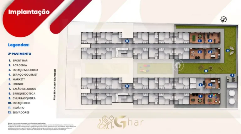 Planta de implantação do 2º pavimento em condomínio residencial no bairro de São Miguel Paulista, na Zona Leste de São Paulo