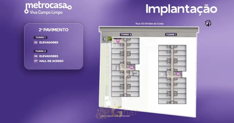 Planta de implantação do 2° pavimento em apartamentos no bairro do Campo Limpo, São Paulo
