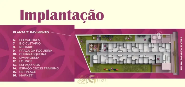 Planta de implantação do 2º pavimento em apartamentos no bairro de Pirituba, São Paulo