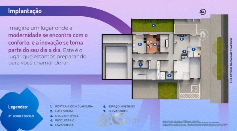 Planta de implantação do 3º sobressolo em apartamentos no bairro da Praça da Árvore, São Paulo