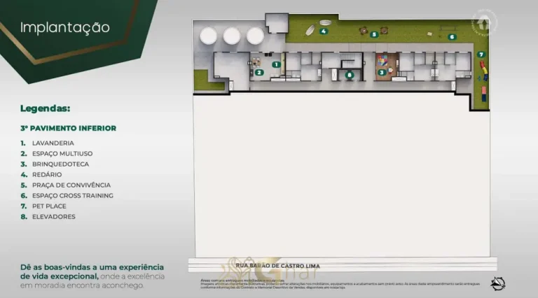 Planta de implantação dos 3 pavimentos inferiores em condomínio residencial no bairro do Morumbi, na Zona Sul de São Paulo