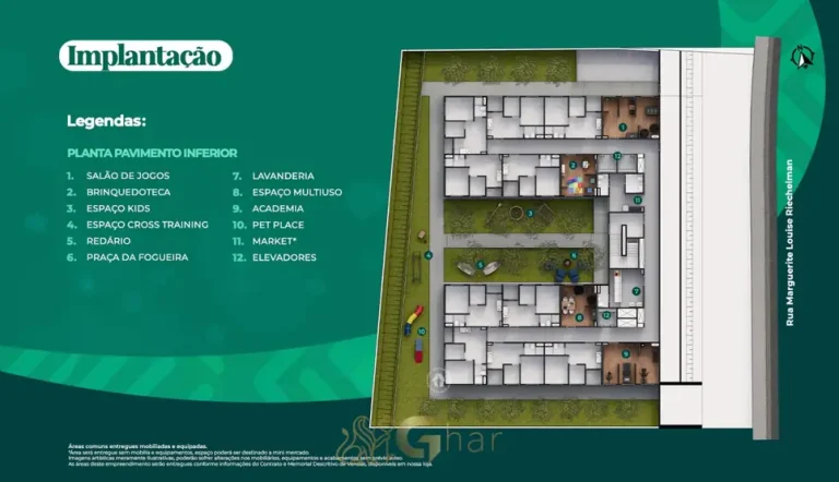 Planta de implantação do pavimento inferior em condomínio residencial no bairro da Cidade Ademar, na Zona Sul de São Paulo