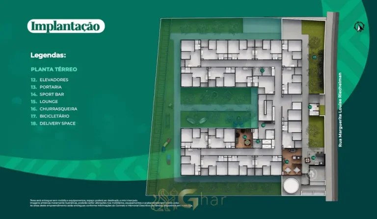 Planta de implantação do térreo do condomínio Metrocasa Parque Nabuco no bairro da Cidade Ademar, São Paulo