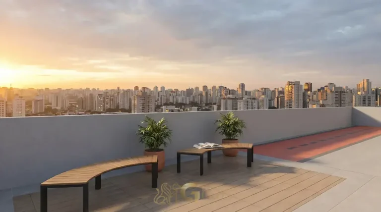 Praça multiuso do rooftop em apartamentos no bairro do Jardim Anália Franco, São Paulo