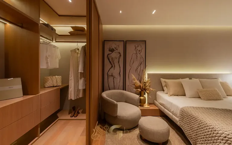 Quarto do apartamento decorado em condomínio residencial no bairro do Ibirapuera, na Zona Sul de São Paulo