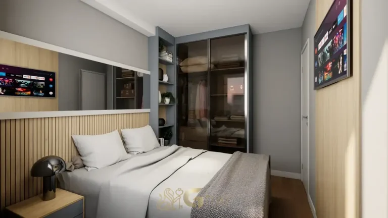 Quarto do apartamento decorado em apartamentos no bairro do Jardim Anália Franco, São Paulo