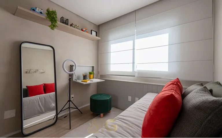 Segundo quarto do apartamento decorado de 72 m² em apartamentos no bairro do Morumbi, São Paulo