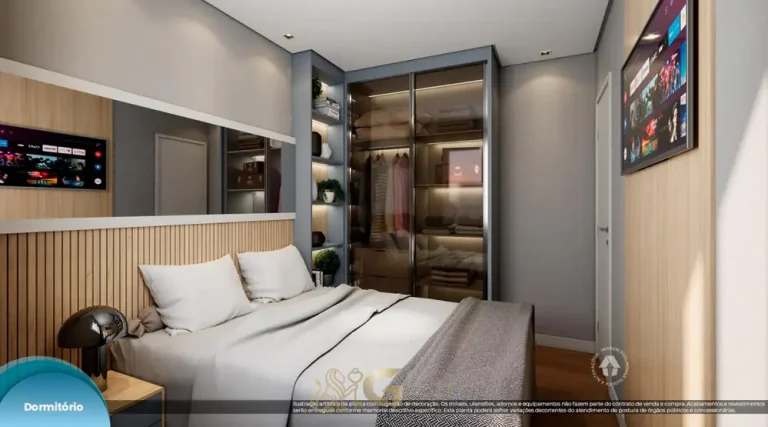 Quarto do apartamento decorado em condomínio residencial no bairro da Vila Ema, na Zona Leste de São Paulo