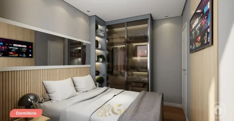 Quarto do apartamento decorado em condomínio residencial no bairro de Itaquera, na Zona Leste de São Paulo