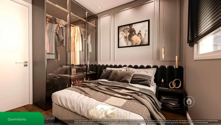 Quarto do apartamento decorado em condomínio residencial no bairro da Vila Prudente, na Zona Leste de São Paulo