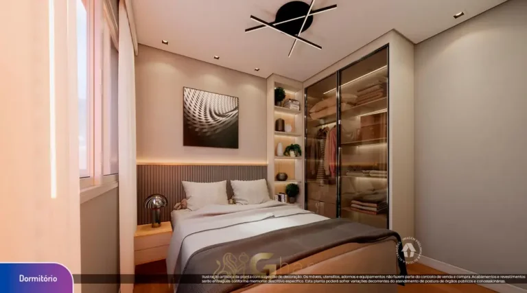 Quarto do apartamento decorado em condomínio residencial no bairro da Praça da Árvore, na Zona Sul de São Paulo