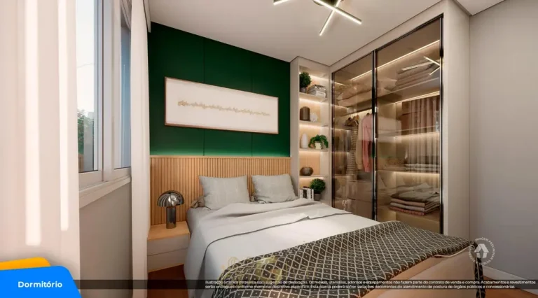 Quarto do apartamento decorado em condomínio residencial no bairro da Cidade Ademar, na Zona Sul de São Paulo