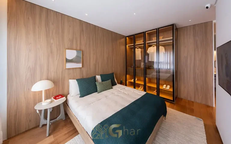 Quarto decorado do condomínio Casa Sabiá no bairro de Moema, São Paulo