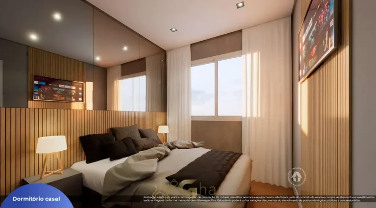 Quarto de casal do apartamento decorado em apartamentos no bairro da Liberdade, São Paulo