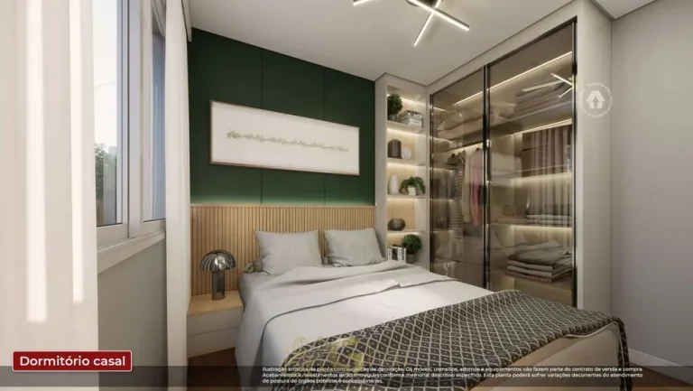 Quarto de casal do apartamento decorado em apartamentos no bairro do Parque do Carmo, São Paulo
