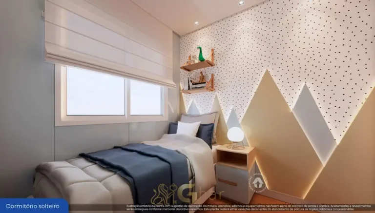 Quarto de solteiro do apartamento decorado em apartamentos no bairro da Liberdade, São Paulo