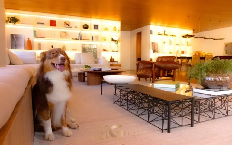 Sala de estar do apartamento decorado do condomínio Esther Ibirapuera no bairro do Ibirapuera, São Paulo