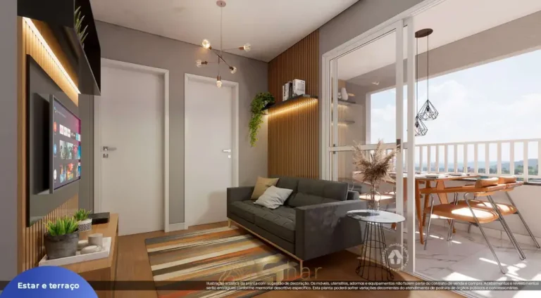 Sala de estar integrada do apartamento decorado em apartamentos no bairro da Liberdade, São Paulo