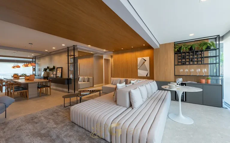 Sala de estar do apartamento decorado de 87 m² em condomínio residencial no bairro do Morumbi, na Zona Sul de São Paulo