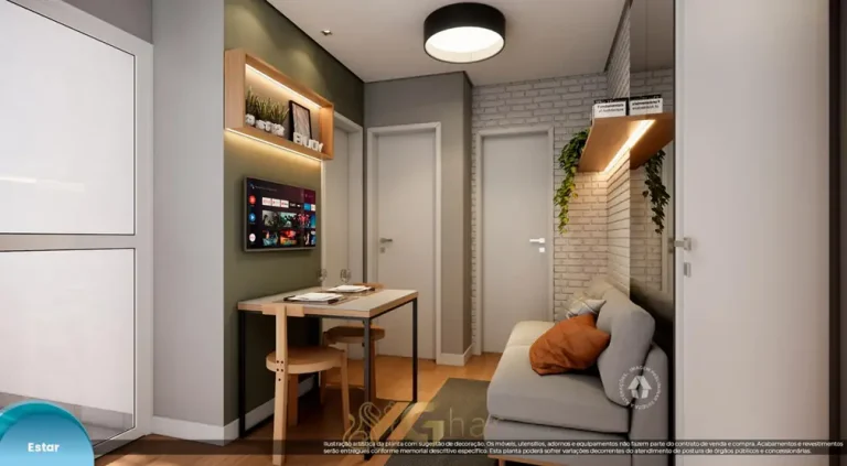 Sala do apartamento decorado do condomínio Metrocasa Avenida Vila Ema no bairro da Vila Ema, São Paulo