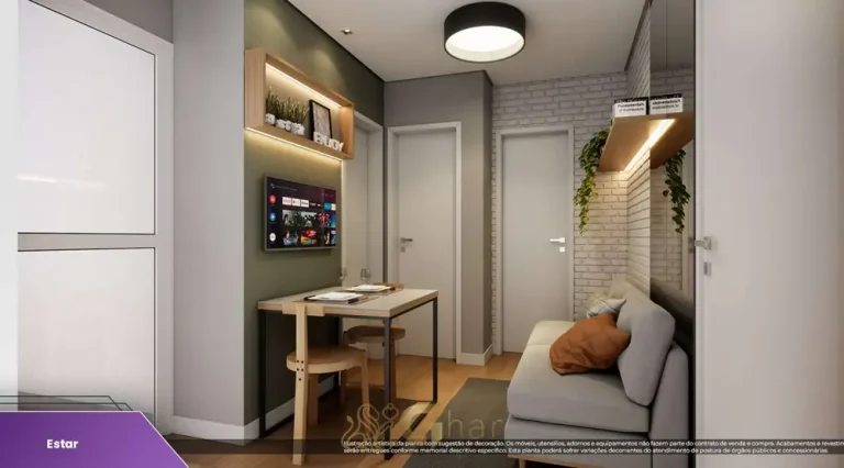 Sala do apartamento decorado em apartamentos no bairro do Carrão, São Paulo