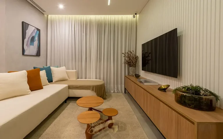Sala do apartamento decorado em apartamentos no bairro do Butantã, São Paulo