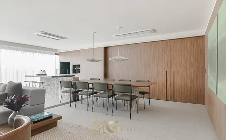 Sala de estar do apartamento decorado em condomínio residencial no bairro de Perdizes, na Zona Oeste de São Paulo