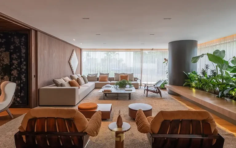 Sala de estar do apartamento decorado do condomínio Casa Madalena no bairro da Vila Madalena, São Paulo