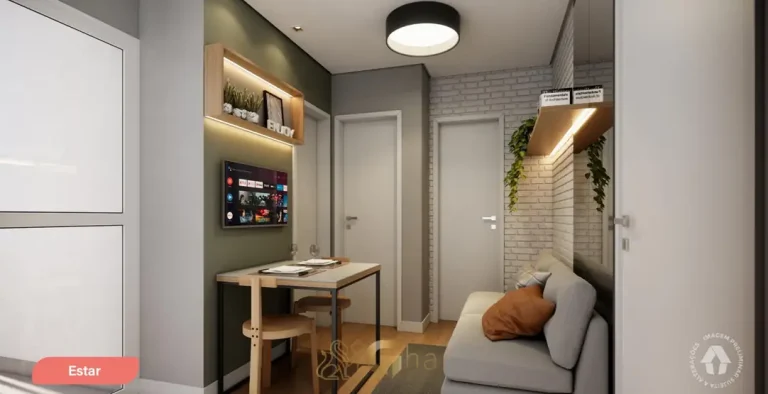 Sala de estar do apartamento decorado em apartamentos no bairro de Itaquera, São Paulo