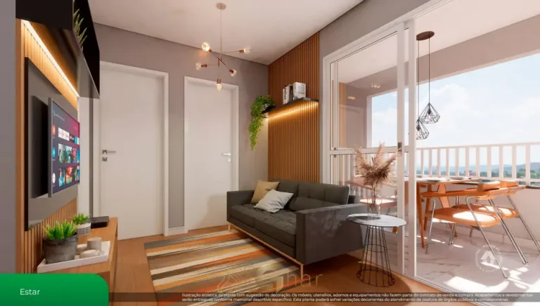 Ambiente integrado do apartamento decorado em condomínio residencial no bairro da Vila Prudente, na Zona Leste de São Paulo