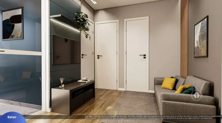 Sala de estar do apartamento decorado em apartamentos no bairro da Liberdade, São Paulo