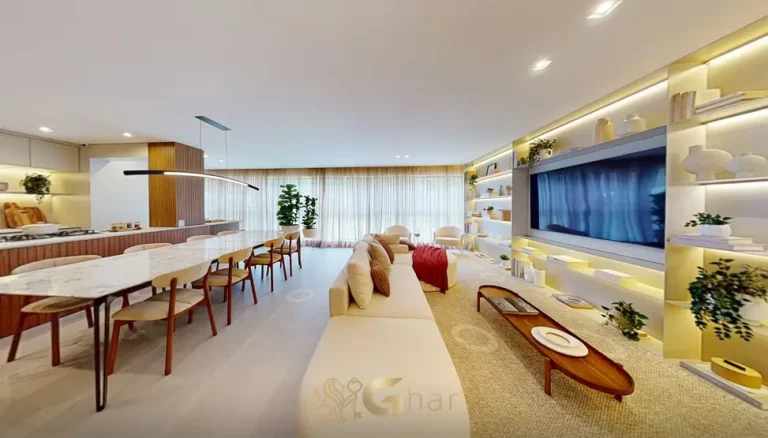 Sala integrada do apartamento decorado do condomínio Marquise Vila Mariana no bairro da Vila Mariana, São Paulo