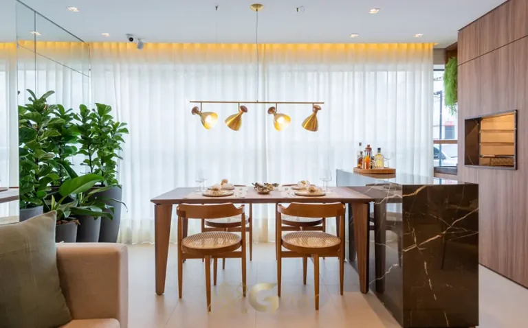 Sala de jantar do apartamento decorado em apartamentos no bairro do Ibirapuera, São Paulo