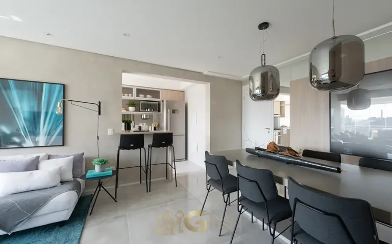 Sala de jantar do apartamento decorado de 72 m² em condomínio residencial no bairro do Morumbi, na Zona Sul de São Paulo