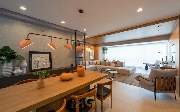 Sala de jantar do apartamento decorado de 87 m² em apartamentos no bairro do Morumbi, São Paulo