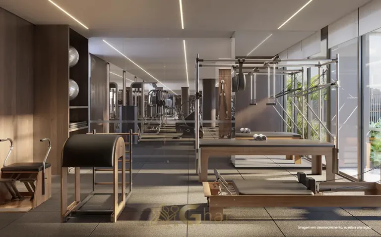 Sala de pilates em condomínio residencial no bairro do Brooklin, na Zona Sul de São Paulo