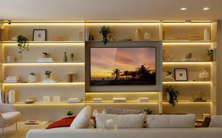 Sala de TV do apartamento decorado em condomínio residencial no bairro da Vila Mariana, na Zona Sul de São Paulo