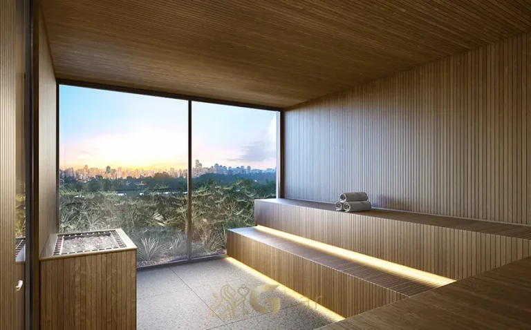 Sauna seca em condomínio residencial no bairro do Ibirapuera, na Zona Sul de São Paulo