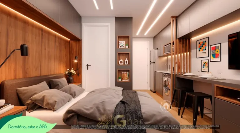 Studio decorado em apartamentos no bairro do Cursino, São Paulo