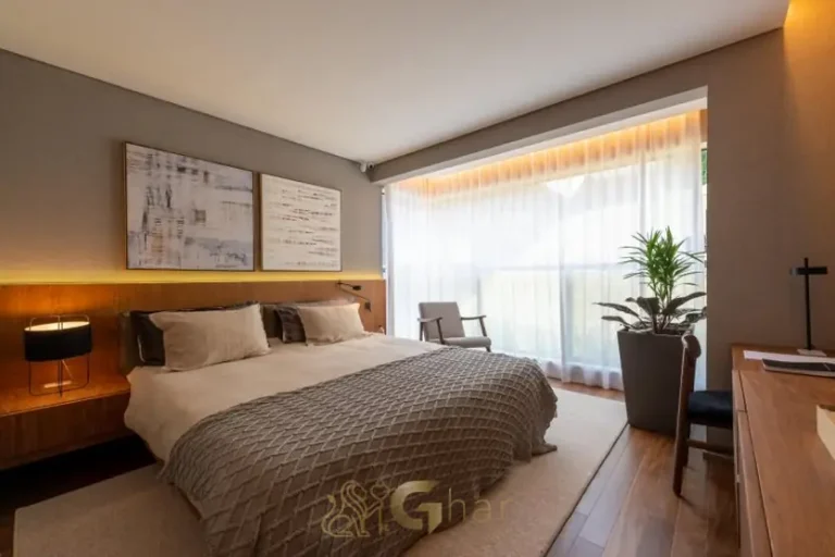 Suíte do apartamento decorado em condomínio residencial no bairro de Perdizes, na Zona Oeste de São Paulo