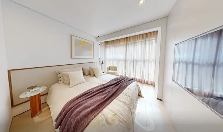 Suíte máster do apartamento decorado do condomínio Marquise Vila Mariana no bairro da Vila Mariana, São Paulo