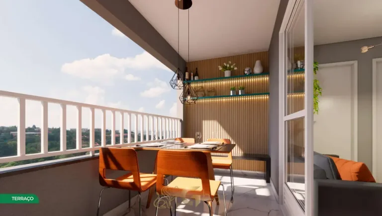 Terraço do apartamento decorado em apartamentos no bairro da Vila Prudente, São Paulo