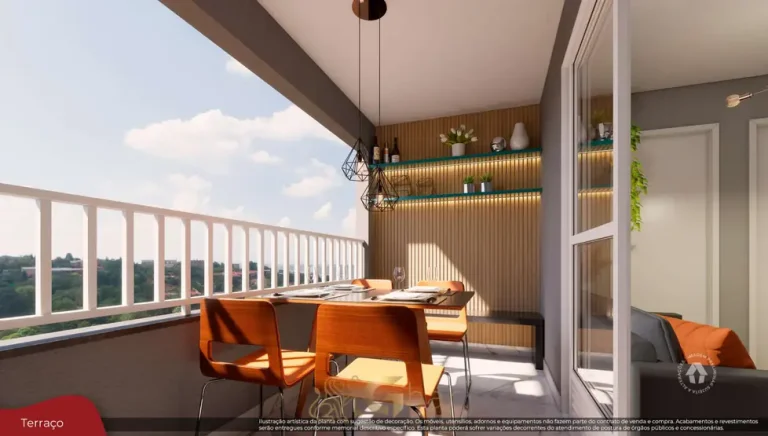 Vista do terraço do apartamento decorado em apartamentos no bairro da Vila Ré, São Paulo