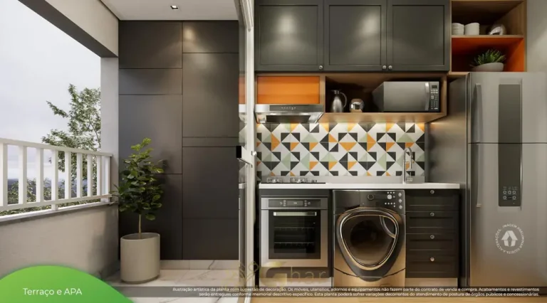 Terraço do apartamento decorado em apartamentos no bairro da Vila Prudente, São Paulo