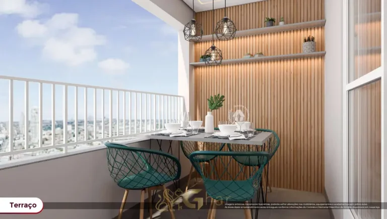 Terraço gourmet do apartamento decorado de 2 dormitórios em apartamentos no bairro da Vila Guilhermina, São Paulo