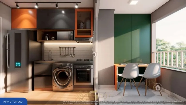 Terraço do apartamento decorado em apartamentos no bairro da Liberdade, São Paulo