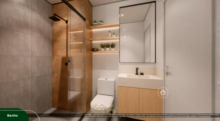 Banheiro do apartamento decorado com office do condomínio Metrocasa Alto do Ipiranga no bairro do Alto do Ipiranga, São Paulo